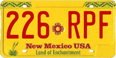 NM license plate 226RPF