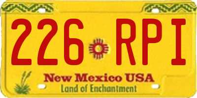 NM license plate 226RPI