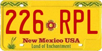 NM license plate 226RPL