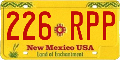 NM license plate 226RPP