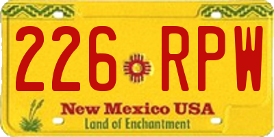 NM license plate 226RPW