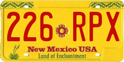 NM license plate 226RPX