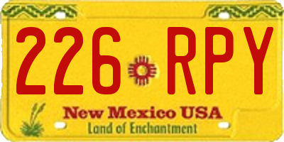 NM license plate 226RPY
