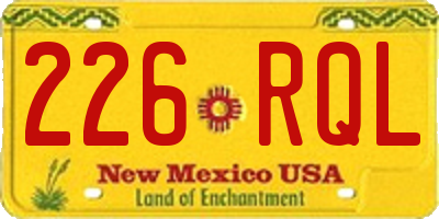 NM license plate 226RQL