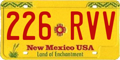 NM license plate 226RVV