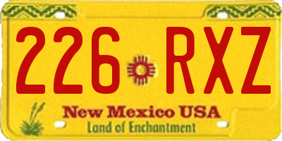 NM license plate 226RXZ