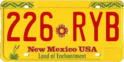 NM license plate 226RYB