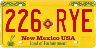 NM license plate 226RYE
