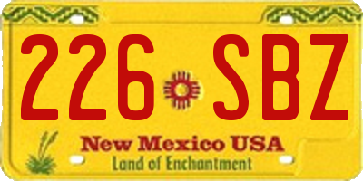 NM license plate 226SBZ