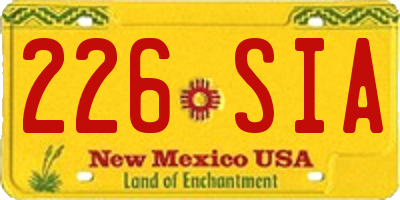 NM license plate 226SIA