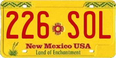 NM license plate 226SOL