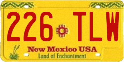 NM license plate 226TLW