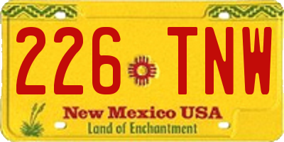 NM license plate 226TNW