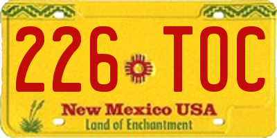 NM license plate 226TOC