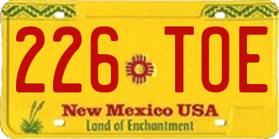 NM license plate 226TOE