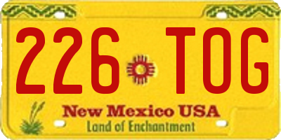 NM license plate 226TOG