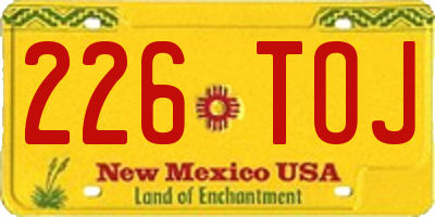 NM license plate 226TOJ