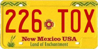 NM license plate 226TOX