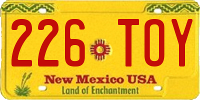NM license plate 226TOY