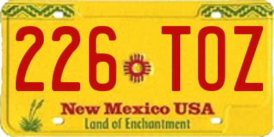 NM license plate 226TOZ