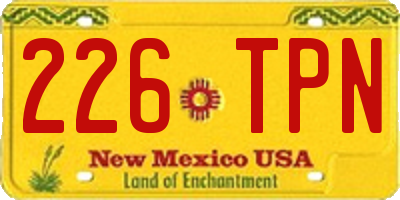 NM license plate 226TPN