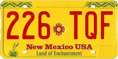 NM license plate 226TQF