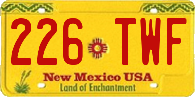 NM license plate 226TWF
