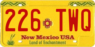 NM license plate 226TWQ