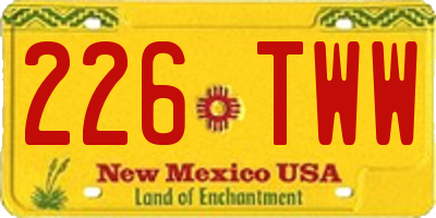 NM license plate 226TWW