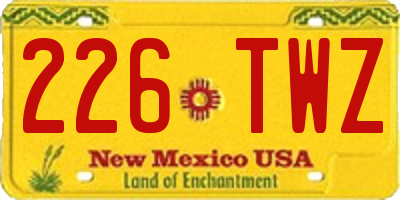 NM license plate 226TWZ