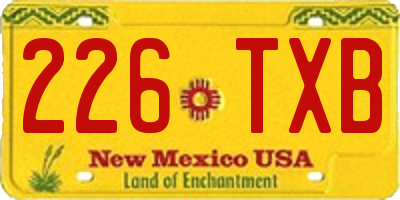 NM license plate 226TXB