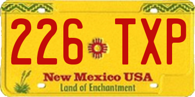 NM license plate 226TXP