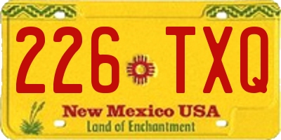 NM license plate 226TXQ