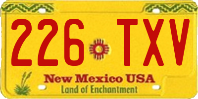 NM license plate 226TXV
