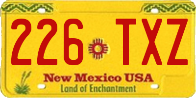 NM license plate 226TXZ