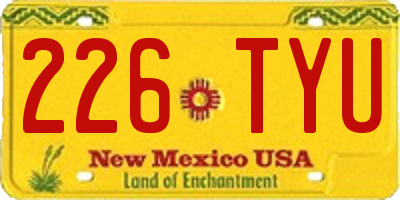 NM license plate 226TYU