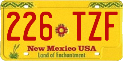 NM license plate 226TZF