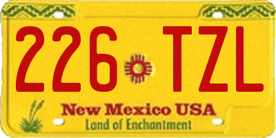 NM license plate 226TZL