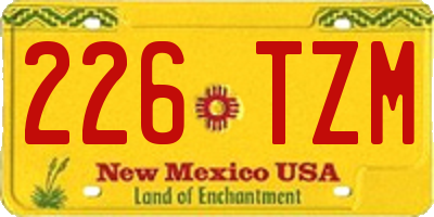 NM license plate 226TZM