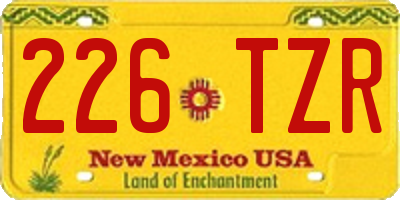 NM license plate 226TZR