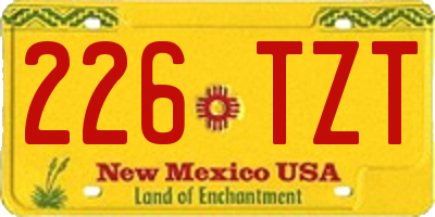 NM license plate 226TZT