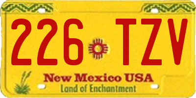 NM license plate 226TZV