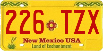 NM license plate 226TZX