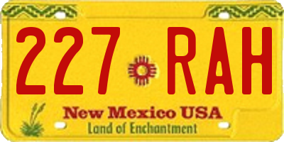 NM license plate 227RAH