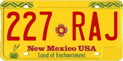 NM license plate 227RAJ