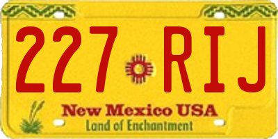 NM license plate 227RIJ