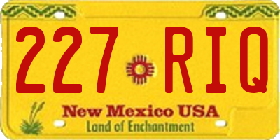 NM license plate 227RIQ