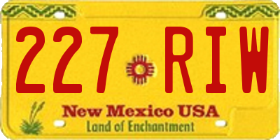 NM license plate 227RIW