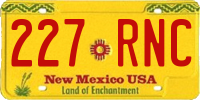 NM license plate 227RNC