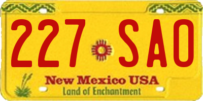 NM license plate 227SAO
